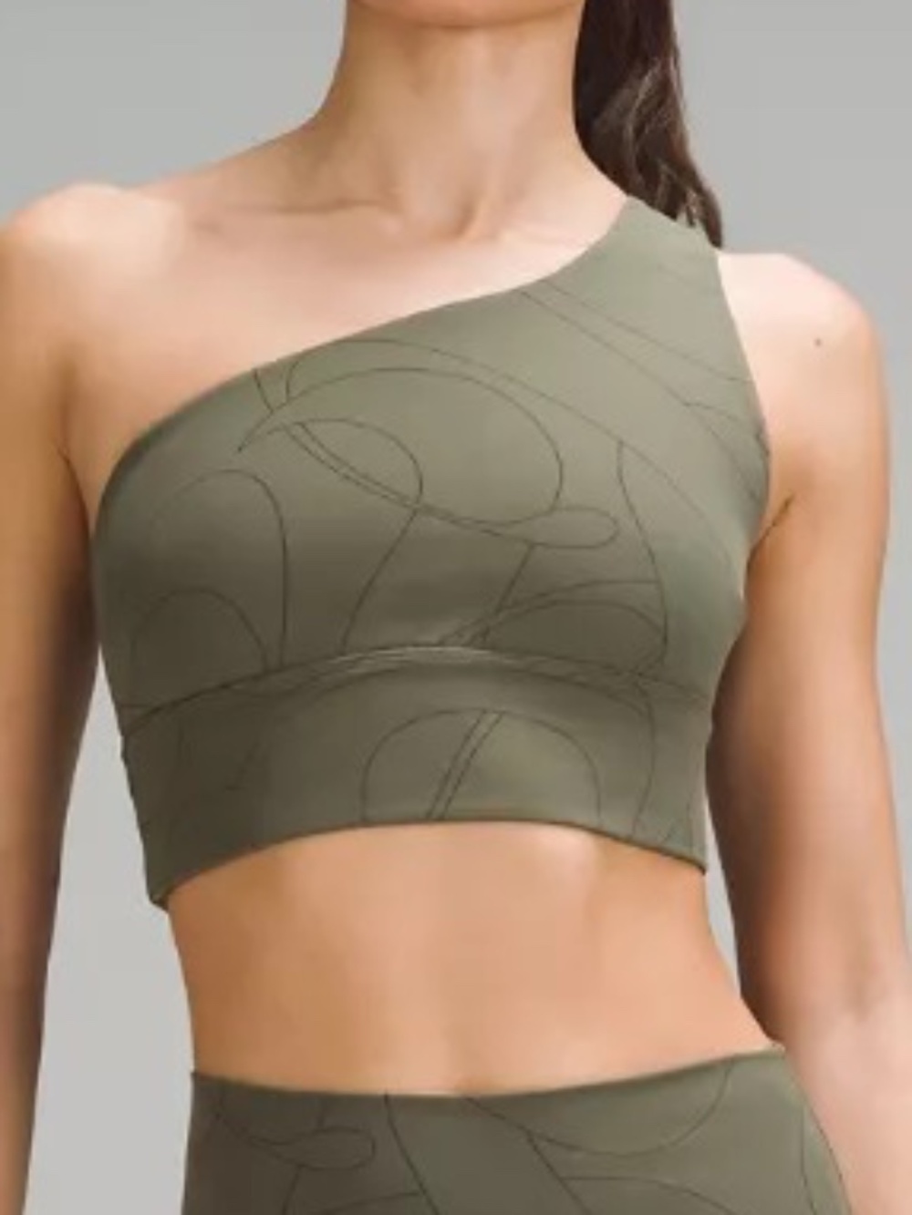 Lululemon Align Asymmetrical Bra Scripted Yogo Army Green/Dark Olive